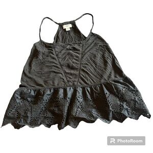 Old navy black peplum lace tank top
